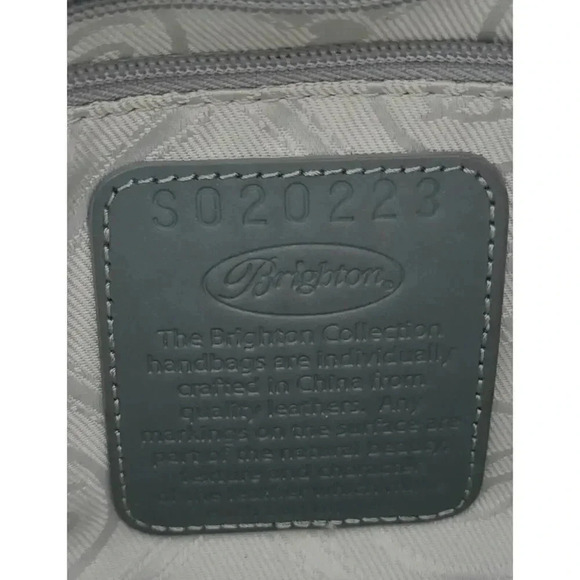 Brighton Sharona Dove Gray Handled Satchel Crossbody Purse Croc Embossed - Picture 13 of 16